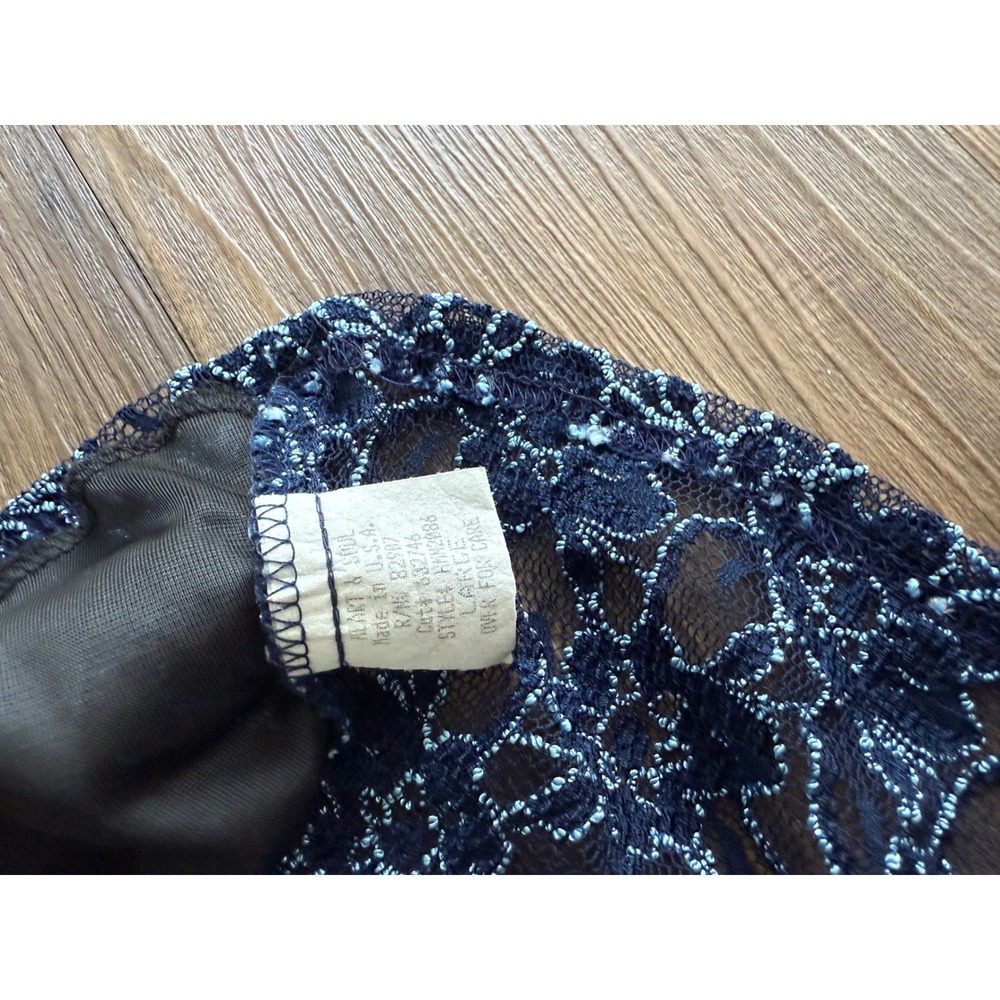 Heart & Soul Navy Floral Lace Top Women's Large Y2K Whimsigoth Fairy Grunge - Picture 3 of 6